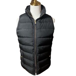 J Crew Down Filled Puffer Vest Women S Black Quilted Preppy Old Money Gold Zip